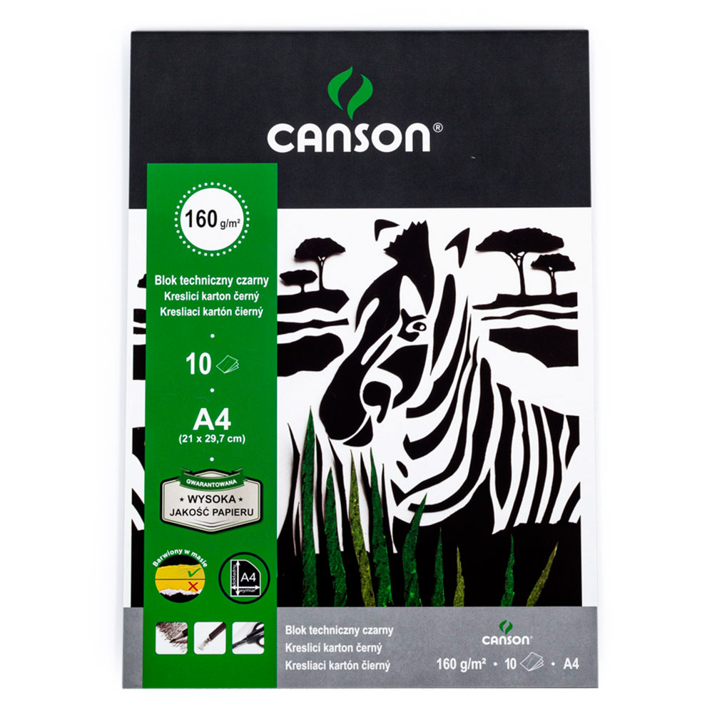 E-shop Blok čiernych papierov Canson A4 10 listov 160g