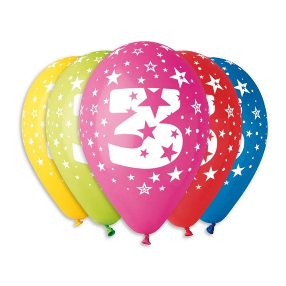 E-shop Balóny s číslom 3 hviezdy 5ks