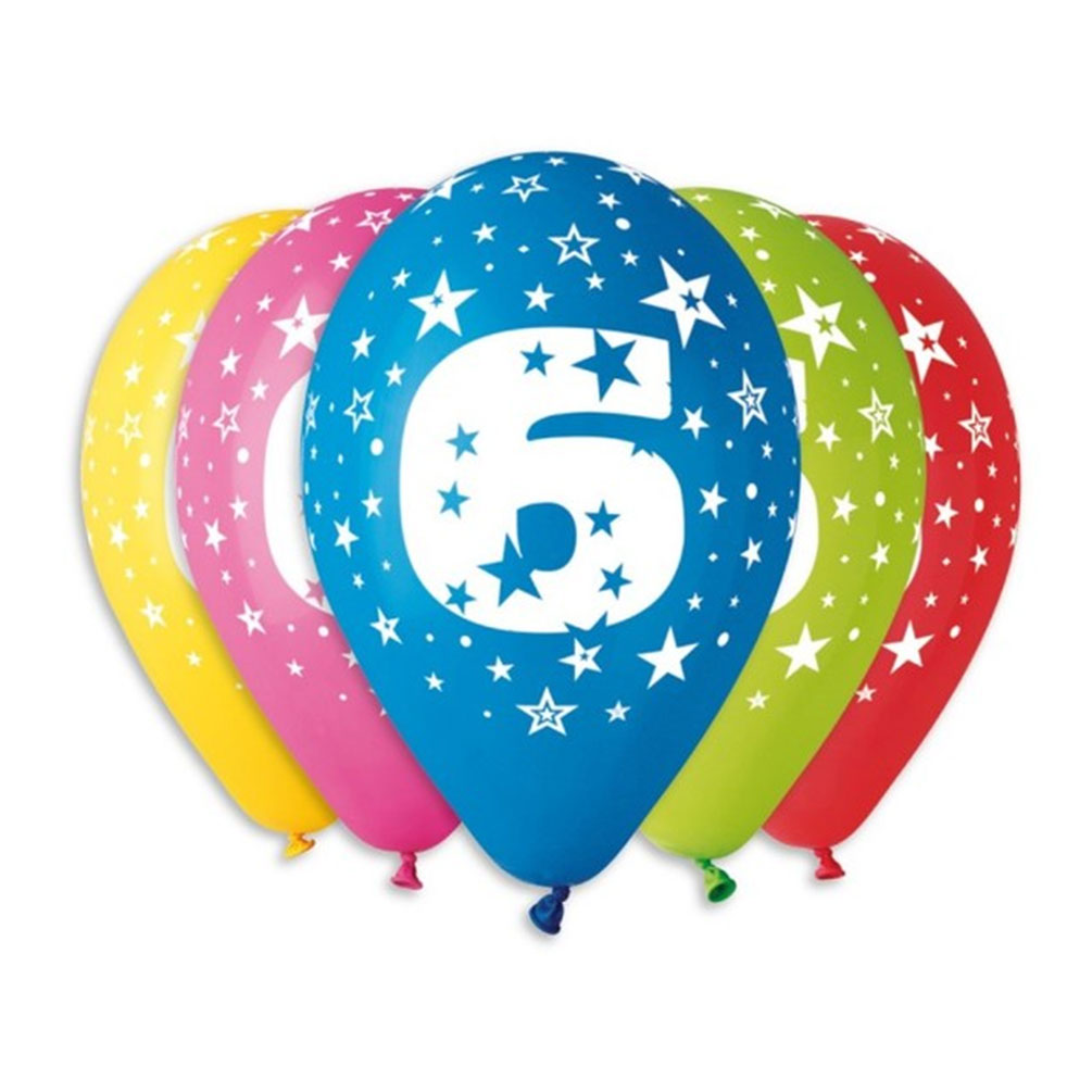 E-shop Balóny s číslom 6 hviezdy 5ks