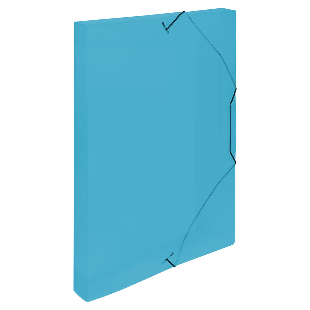 E-shop Box na dokumenty A4 s gumičkou priehľadný, modrý