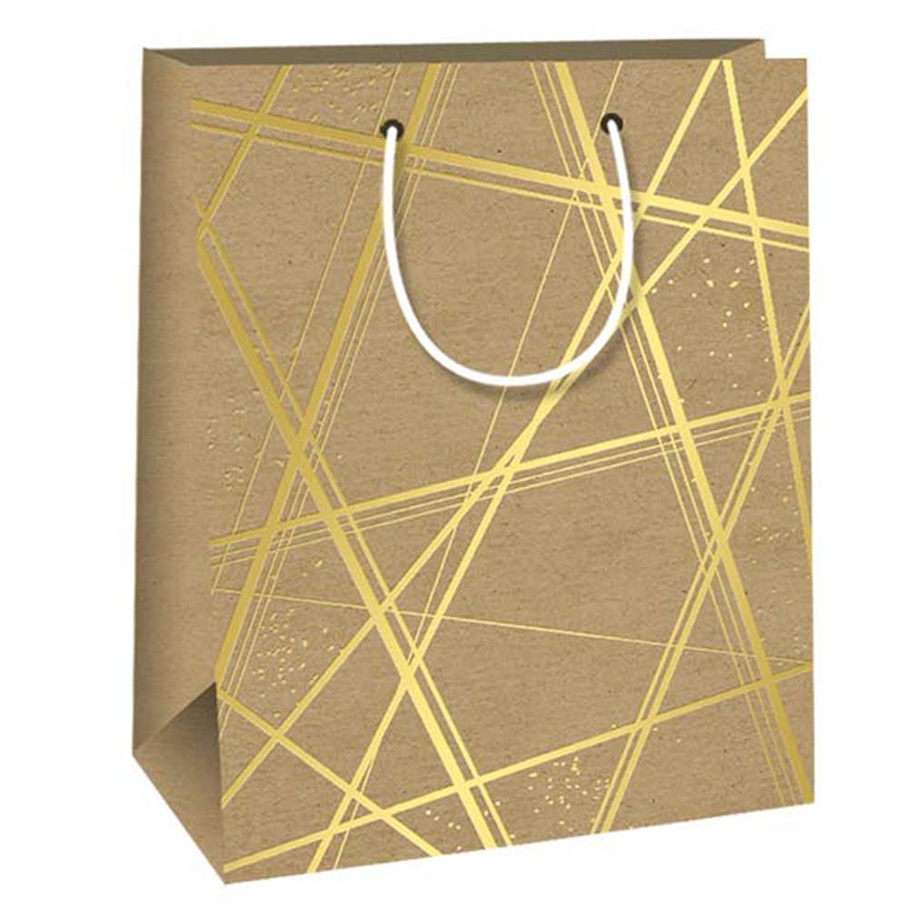 E-shop Darčeková taška 18 x 10 x 22 cm, hnedo - zlatá