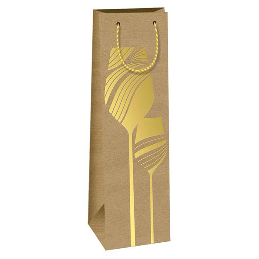 E-shop Darčeková taška 12 x 7 x 36 cm, hnedo - zlatá